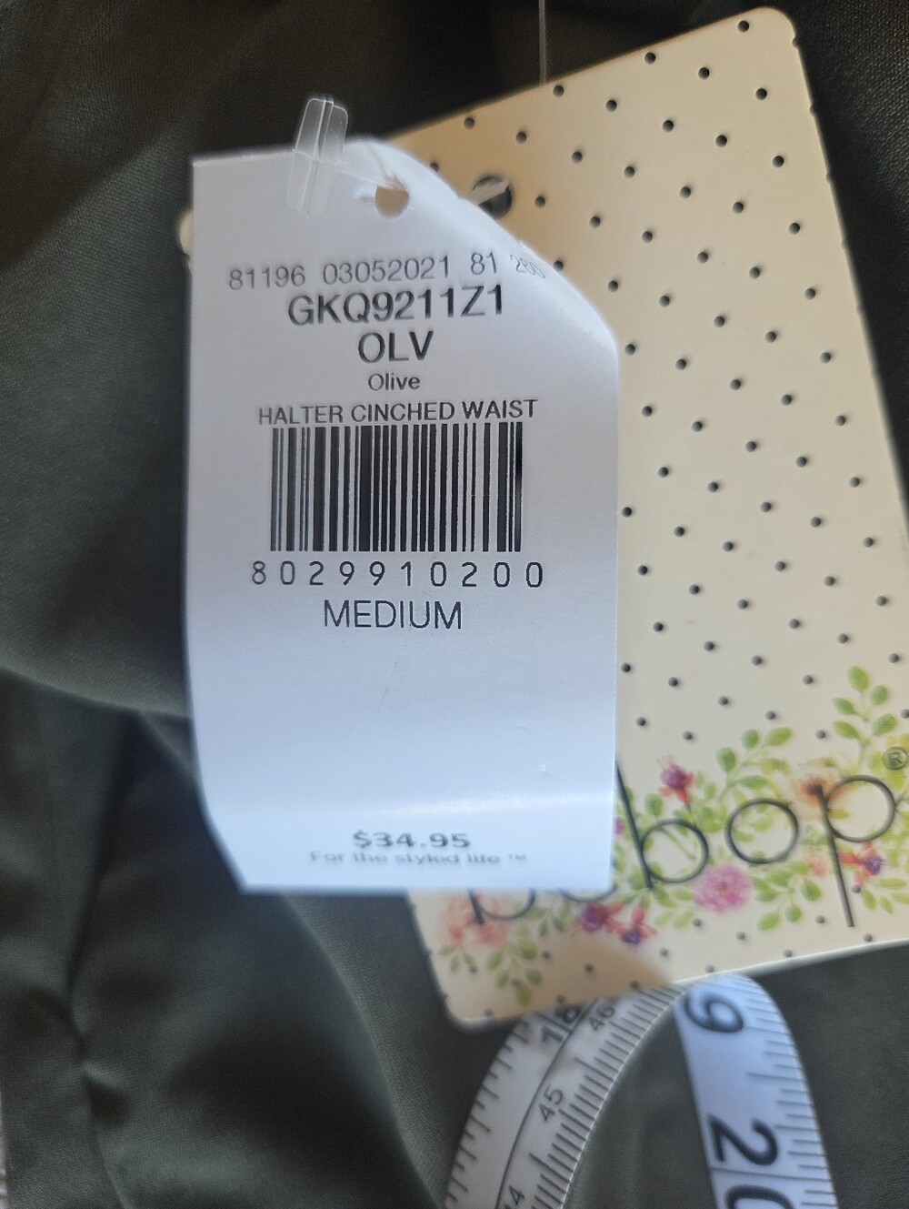Bebop NWT Olive Green Halter Romper Medium - Picture 9 of 12